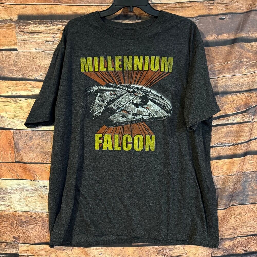 Star Wars Men's Millennium Falcon T-Shirt Dark Gray 2XL Cotton Blend Graphic Tee